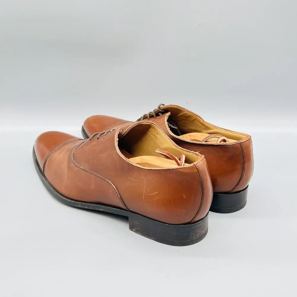 To Boot New York Shoes Mens 10.5 Brown Leather Adam Derrick Cap Toe Oxford Dress